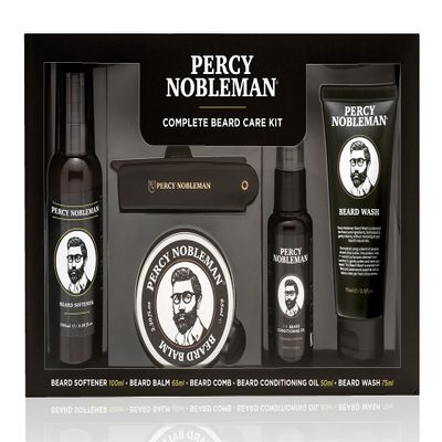 Percy Nobleman Complete Beard Care Kit Beard Grooming Gift Set with Beard Softener, Scented Beard Oil, Beard Balm, Beard Wash and Folding Acetate Comb for Softening, Hydration & Styling