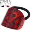 Camila Paris CP2968 French Hair Ponytail Holders Ties, Oval, Handmade, Red, Strong Hold Grip Elastic Band Hair Clips for Women, No Slip Soft Flexible Styling Girls Hair Accessories, Made in France view 3