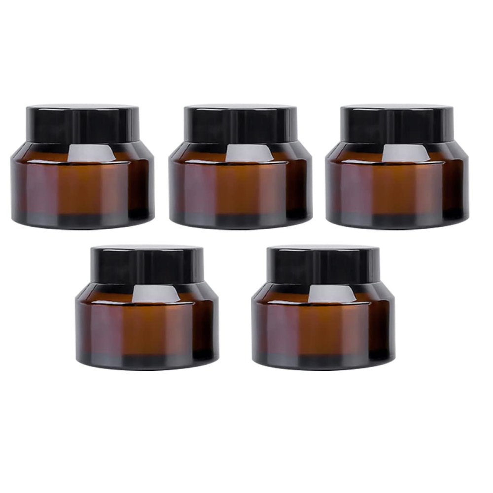 Zerodeko 5pcs Dark Brown Light Glass Bottles for Travel Leakproof Containers for Eye Cream and Face Cream for Skincare The Go