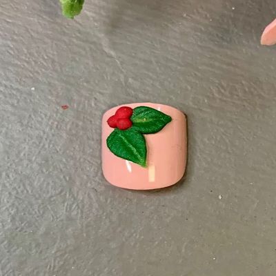 6Pcs 3D Christmas Acrylic Flowers Charms | Handmade | 3D Nail Charm | Floral Art | Holiday Nail Art (2 Leaves-6Pcs)