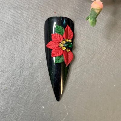 6Pcs 3D Christmas Acrylic Flowers Charms | Handmade | 3D Nail Charm | Floral Art | Holiday Nail Art (big size-6Pcs)