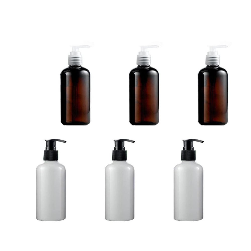 Zerodeko 6pcs Refillable Emulsion Pump Bottle Compact Round Shoulder Bottles for Shampoo Lotion and Portable and Reusable for Home Hotel and Travel Use