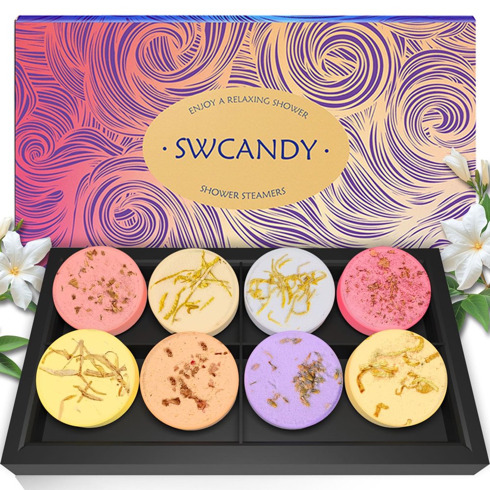 Shower Steamers Aromatherapy SWCANDY 8 Pack Gifts for Women Valentines Day for Her, Adults, Mom, Men Natural Essential Oils Home Spa Self Care Stress Relief Relaxation Bath Bombs Decorations Flower