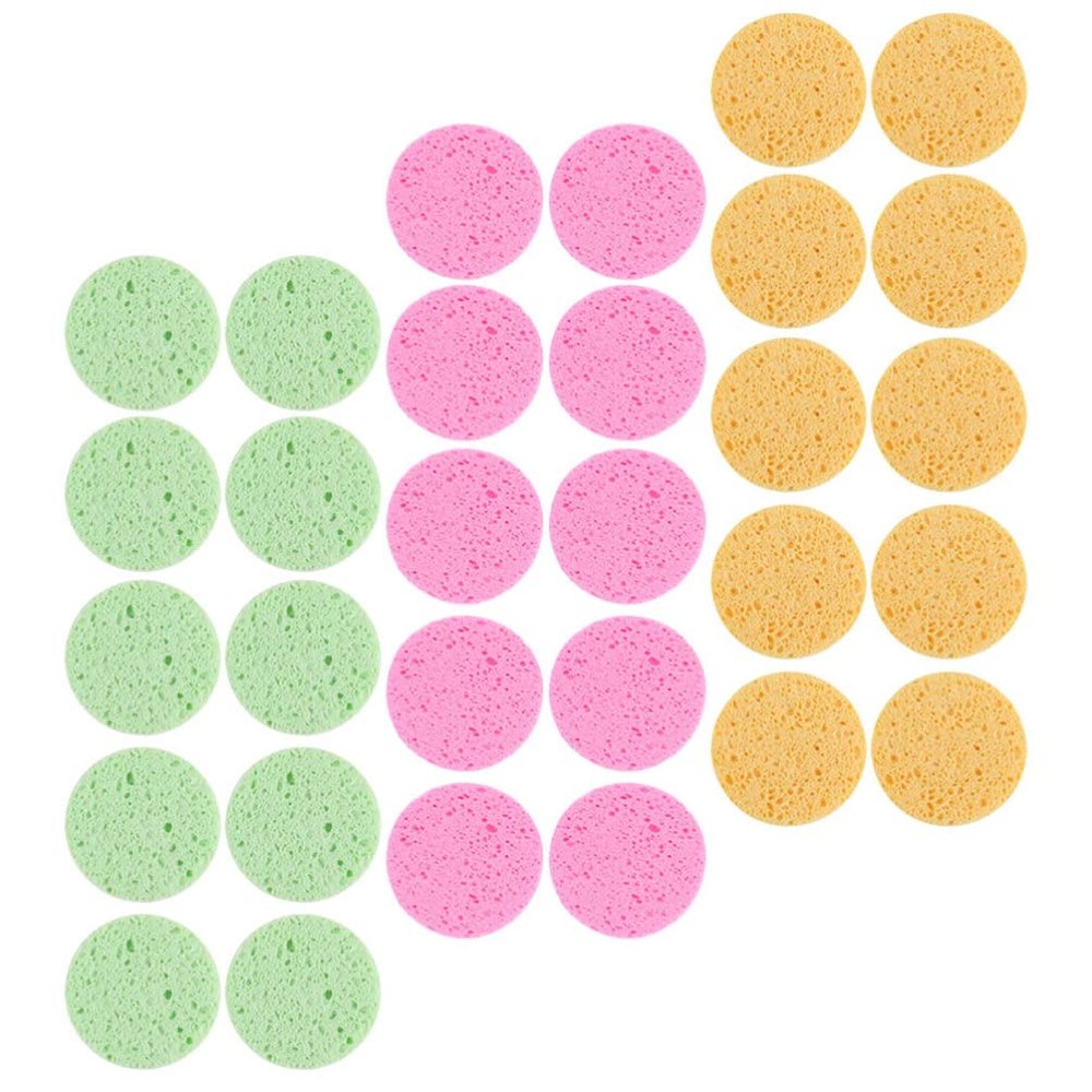 minkissy Exfoliating Sponge 30pcs Wood Pulp Cleansing Sponge The Face Wood Pulp Cotton Makeup Puff Cleaning Sponge
