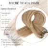 14 Inch Microbead Hair Extensions Human Hair #8/613 Brown with Blonde Micro Loop Human Hair Extensions 1g/Strand 50g Micro Link Extensions Hair view 3