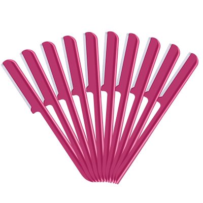 10 Pieces Eyebrow Razor for Women Facial Shaver Razor Brow Shaper Eyebrow Trimmer Dermaplaner Shaping Tool with Cover (Rose Red)
