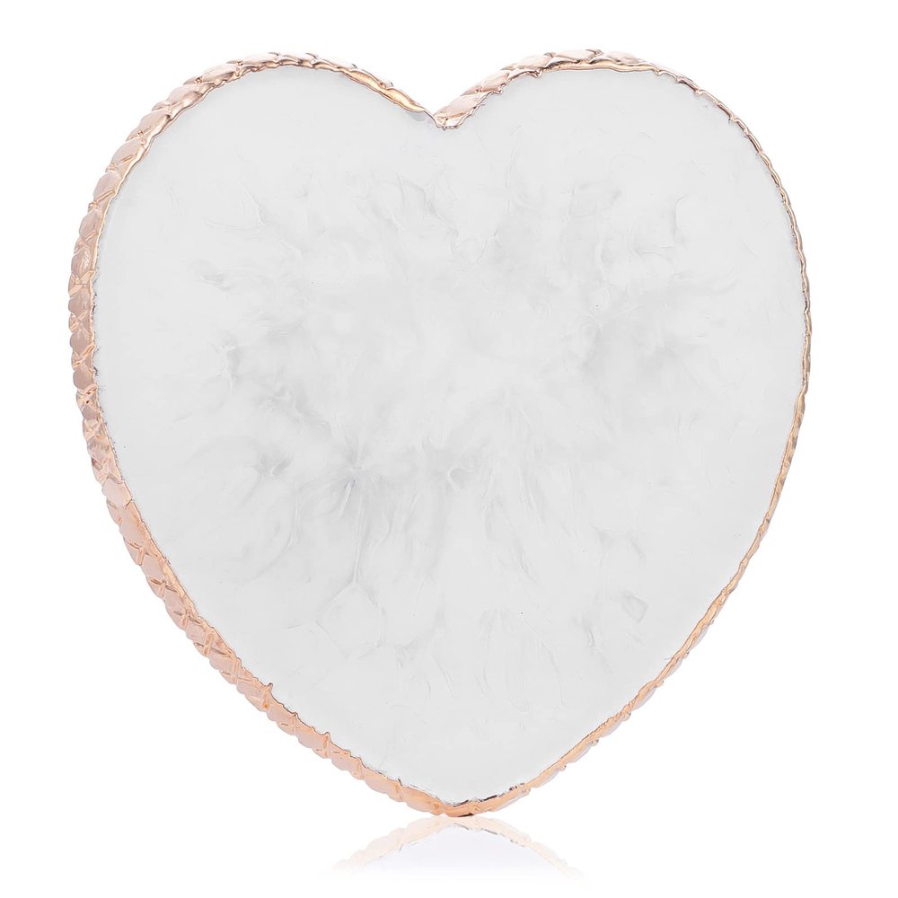 WLLHYF Resin Nail Art Palette Gold Edge Nail Holder Heart Shaped Color Makeup Foundation Mixing Tools Display Board Gel Nail Art Color Mixing Palette Painting Tray Manicure Tool