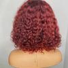 1B Burgundy Short Bob Curly Wigs Human Hair Wigs Water Wave 13x4 HD Transparent Lace Front Wig With Baby Hair Brazilian Remy Hair Pre Plucked Natural Hairline Bleached Knots 150% Density 18 Inch view 4