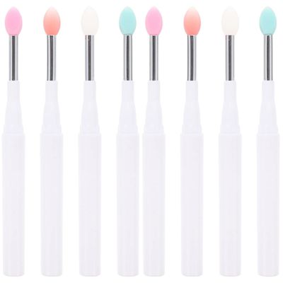 minkissy 8pcs Lipstick Silicone Brush Makeup Eyeshadow Applicators Lip Brush Lip Compact Portable for Women