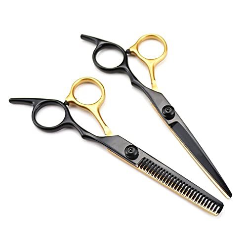 Professional Hair Cutting Shears, 6 Inch Professional JP 440c 6cr Steel Rose Gold Cut Hair Scissors Cutting Barber Haircut Thinning Shears Hairdresser Scissors Set (Color : Set)