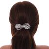 Bridal Wedding Prom Silver Tone Diamante Bow Barrette Hair Clip Grip - 85mm Across view 2