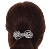 Bridal Wedding Prom Silver Tone Diamante Bow Barrette Hair Clip Grip - 85mm Across view 3