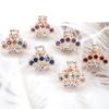 6 PCS 1.2 Inch Hair Clips for Thin Hair, Small Size Non-slip Matte Claw Clips Women, Double Row Teeth Jaw Clips with Crystal (Little crown) view 1