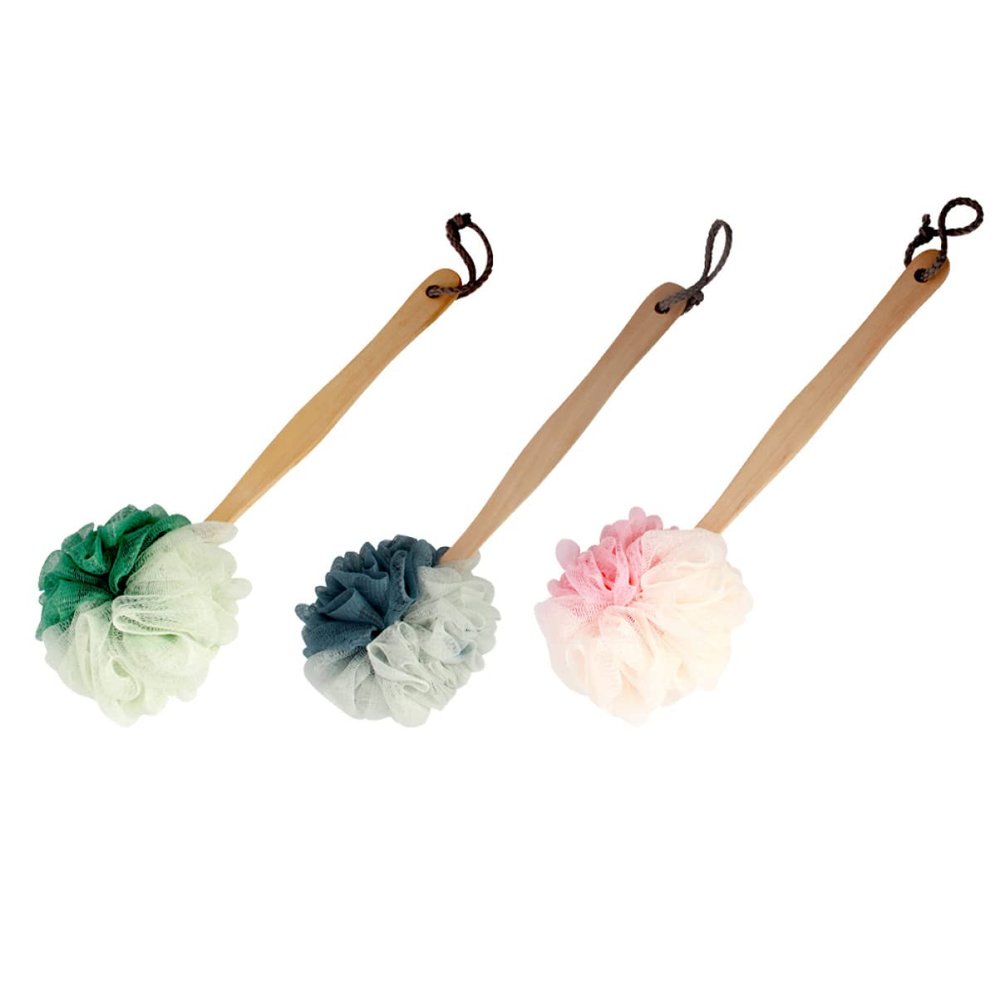 FOMIYES 3pcs -Handled Bath Sponge Soft Mesh Shower Tool for Comfortable Bathing Gentle Exfoliation and Rich Foaming