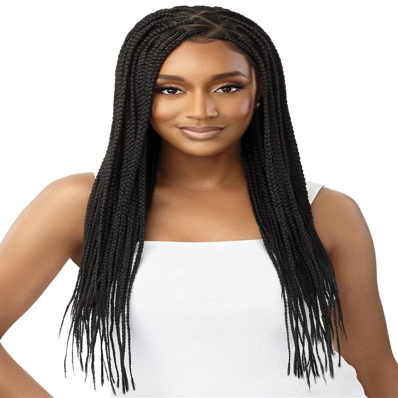 Outre 13x4 Hand Tied Lace Frontal Wig - KNOTLESS TRIANGLE PART BRAIDS 26" (DR Burgundy)