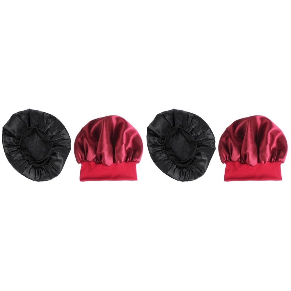Beaupretty 4pcs Elastic Wide Brim Sleeping Hats for Women Comfortable Chemo Caps Fit Soft Material Hair Bonnets for Hair Care and Night Sleep
