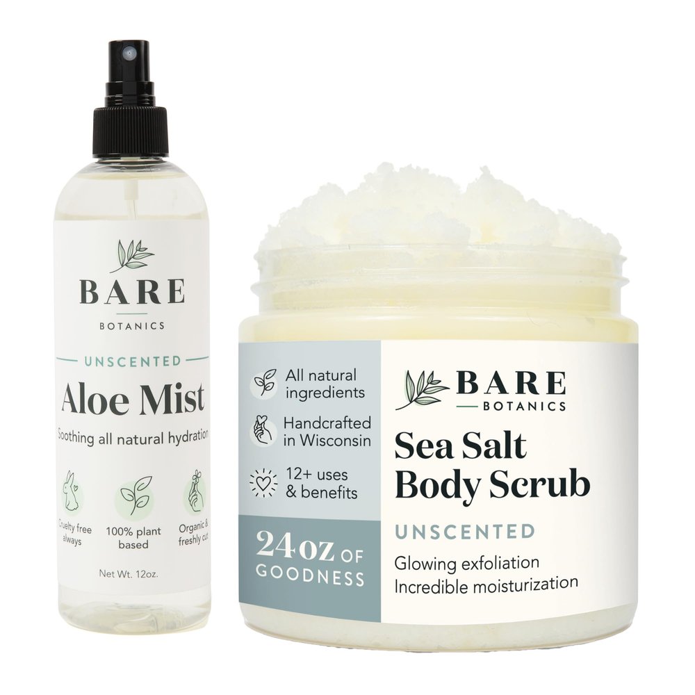 Bare Botanics Aloe Vera Mist + Unscented Body Salt Scrub