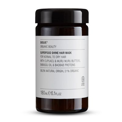 Evolve Organic Beauty - Natural Superfood Shine Hydrating Hair Mask | Small Batch, Vegan Clean Beauty (6.1 oz | 180 ml) Packaging May Vary