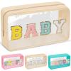 Chenille Letter Clear Makeup Bag with Zipper and Waterproof Nylon view 1