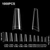 FEBSNOW 1000 PCS French Coffin Ballerina Nail Tips Acrylic Nails Artificial Half False Flake Nail Tips 10 Sizes with Boxes Clear Plastic Cases for Nail Salon Shop DIY Nail Art Ballerina Nails (Clear) view 2