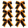 8 Inch 2 Colors Cheerleader Bows 2 Layers 6 Pcs Ponytail Holder Cheerleading Bows Hair Elastic Hair Tie (Orange/Black) view 1