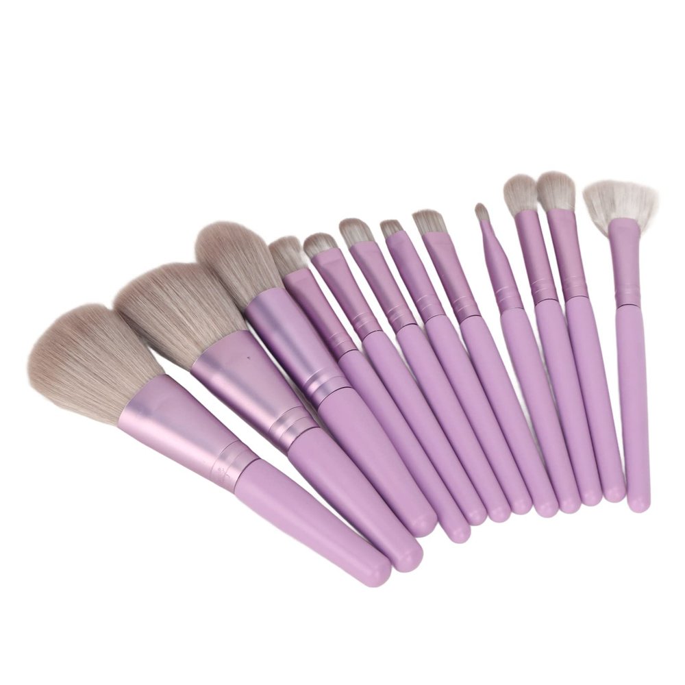 12 Pcs Professional Makeup Brushes Set, Purple Portable Cosmetics Powder Blush Eyeshadow Face Beauty Tools