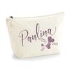 Personalized Name Initials Text 3 Heart Swirl Design Make Up Accessory Bag Cosmetic Case with Texture Print - Rose Gold Glitter - S Natural view 1