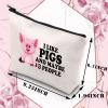 BDPWSS Pig Makeup Bag Funny Pig Lover Gift For Women I Like Pigs And Maybe 3 People Cute Pink Pigs Travel Pouch (I Like Pigs) view 2