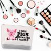 BDPWSS Pig Makeup Bag Funny Pig Lover Gift For Women I Like Pigs And Maybe 3 People Cute Pink Pigs Travel Pouch (I Like Pigs) view 3