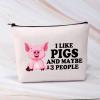 BDPWSS Pig Makeup Bag Funny Pig Lover Gift For Women I Like Pigs And Maybe 3 People Cute Pink Pigs Travel Pouch (I Like Pigs) view 4