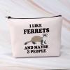 BDPWSS Ferret Makeup Bag Funny Ferret Lover Gift For Women Animal Lover Gift I Like Ferrets And Maybe 3 People Travel Pouch (I Like Ferrets) view 4
