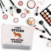 BDPWSS Otter Makeup Bag Funny Otter Lover Gift For Women Crazy Otter Lady Gift I Like Otters And Maybe 3 People Travel Pouch (I Like Otters) view 3