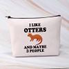 BDPWSS Otter Makeup Bag Funny Otter Lover Gift For Women Crazy Otter Lady Gift I Like Otters And Maybe 3 People Travel Pouch (I Like Otters) view 4