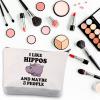 BDPWSS Hippo Makeup Bag Hippo Lover Gift Hippopotamus Gift I Like Hippos And Maybe 3 People Hippo Theme Inspirational Gift (I Like Hippo) view 3