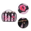 Zerodeko 3pcs Chic Striped Makeup Pouch Portable Travel Wash Bag for Women Easy to Carry Pu Material for Cosmetics Organizer and Toiletries Stylish and Design view 2
