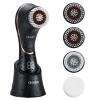 Facial Cleansing Brush, Electric Face Scrubber Rechargeable Exfoliator IPX-7 Waterproof Rotating Cleanser for Exfoliating, Massaging and Deep Cleansing for Women & Men with 4 Brush Heads Black view 1
