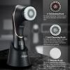 Facial Cleansing Brush, Electric Face Scrubber Rechargeable Exfoliator IPX-7 Waterproof Rotating Cleanser for Exfoliating, Massaging and Deep Cleansing for Women & Men with 4 Brush Heads Black view 3