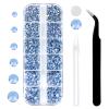 3792 Pcs Blue opal Crystal Flatback Rhinestones Set for Nail, Art, Crafts, Makeup, Tumblers Glitter Round with Tweezers and Picking Pen(SS6~SS20) view 1