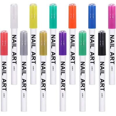 KALLORY 12pcs Nail Art Drawing Pens Colorful Painting Tools for Nail Design Comfortable Grip for Home Salon Use