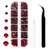 3792 Pcs Siam Crystal Flatback Rhinestones Set for Nail, Art, Crafts, Makeup, Tumblers Glitter Round with Tweezers and Picking Pen(SS6~SS20) view 1