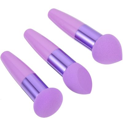 Beaupretty 3pcs Makeup Sponge with Handle Mushroom Foundation Sponge Pens for Liquid Foundation Creams Purple