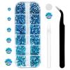 3792 Pcs Aquamarine AB Flatback Rhinestones Set for Nail, Art, Crafts, Makeup, Tumblers Glitter Round with Tweezers and Picking Pen(SS6~SS20) view 1