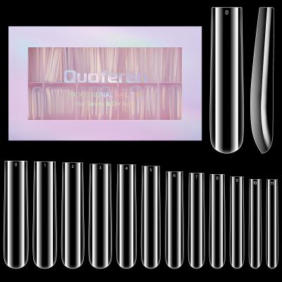 Quaferen 504Pcs Clear Square Nail Tips for Acrylic Nails Professional, XXXL Extra Long Tapered Square Straight Acrylic Nail Tips, Full Cover No Crease Nail Extension False Nails for DIY Nail Art