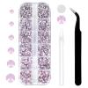 3792 Pcs Pink opal Crystal Flatback Rhinestones Set for Nail, Art, Crafts, Makeup, Tumblers Glitter Round with Tweezers and Picking Pen(SS6~SS20) view 1