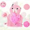 YBERO Bath Towel Dual-Purpose Cartoon Bath Ball Bath Gloves Bath rubbing Back Blister net Pinkrabbit view 3