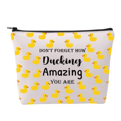 FOTAP Duck Lover Gift Duck Owner Cosmetic Bag Dont Forget How Ducking Amazing You Are Makeup Bag Tote Duck Theme Inspirational Gift (Ducking)