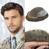 Hair Toupee For Men Real Human Hair Pieces Swiss Lace Front Mens Toupee Dentate Skin Breathable Bleached Knots Natural Hairline Real Human Hair Units For Men Hair Replacement Sytems US Stock. (8X10"-100% light to medium density, #610 6# LIGHT BROWN+1 view 1