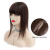 13*13cm Remy Hair Topper For Women Straight Real Human Hair Piece Clip In Hair Extensions With Air Bangs for Thinning or Loss Hair (14inch, dark brown color 2) view 3
