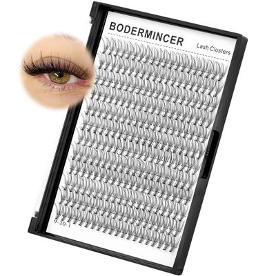 Bodermincer Large Tray D Curl 12 Rows 240 Bundles 10D Cluster Eyelash Extension Natural Russian Volume Faux Cils Eyelashes Individual Cluster False Lashes Makeup 6-20mm to Choose (6mm)