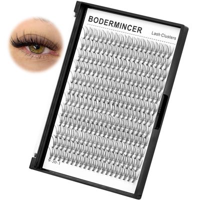 Bodermincer Large Tray D Curl 12 Rows 240 Bundles 10D Cluster Eyelash Extension Natural Russian Volume Faux Cils Eyelashes Individual Cluster False Lashes Makeup 6-20mm to Choose (12mm)